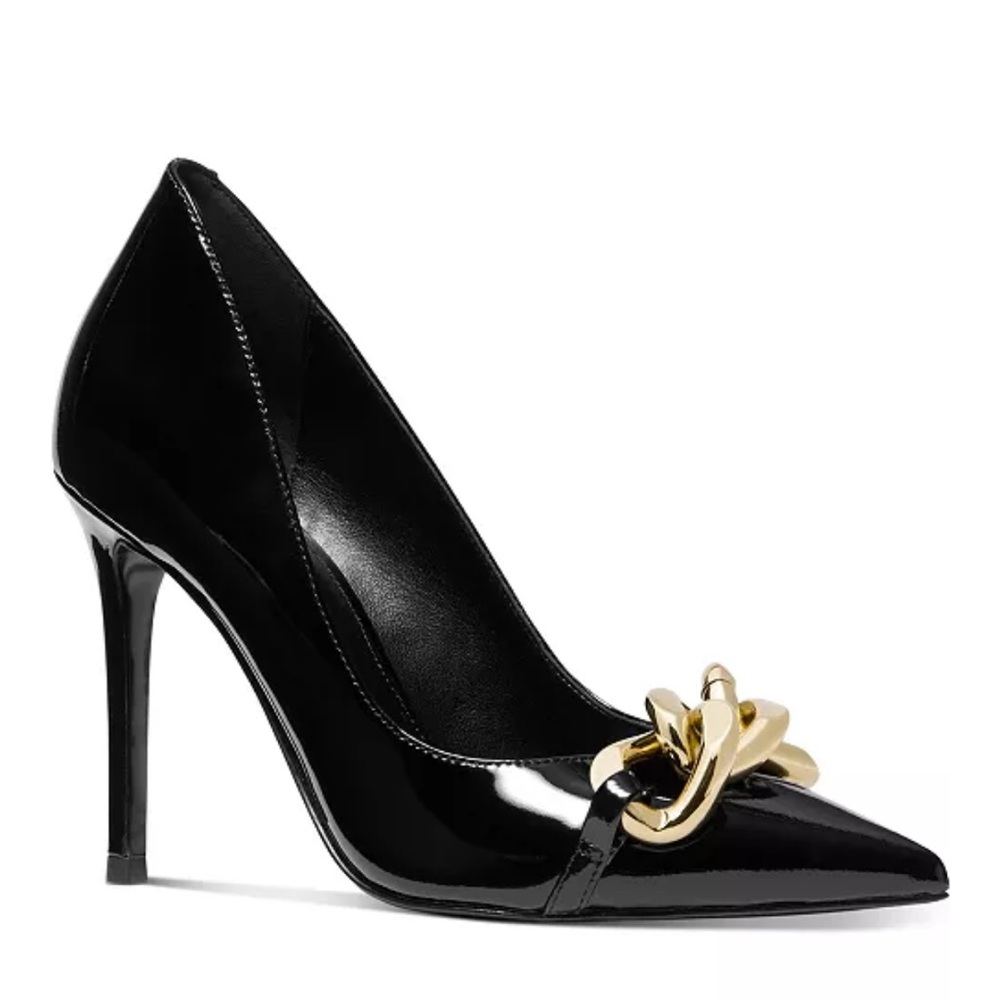 Michael Kors Black Heels with Gold Chain